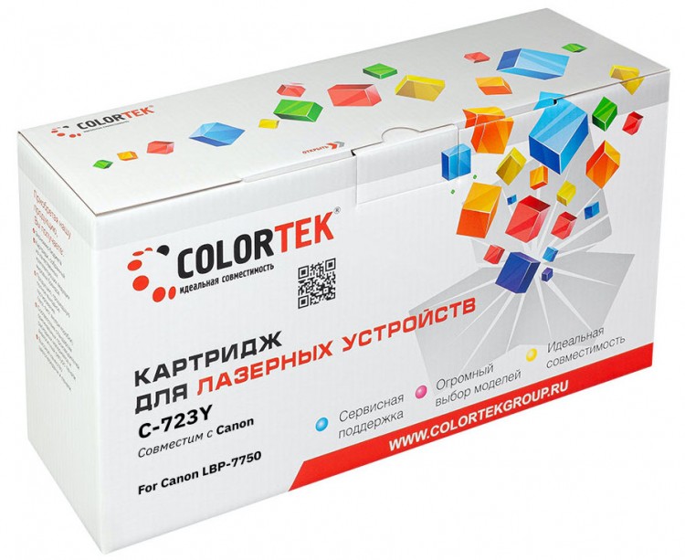 Лазерный картридж Colortek C-723 для принтеров Canon LBP-7750, желтый, 8500 к.