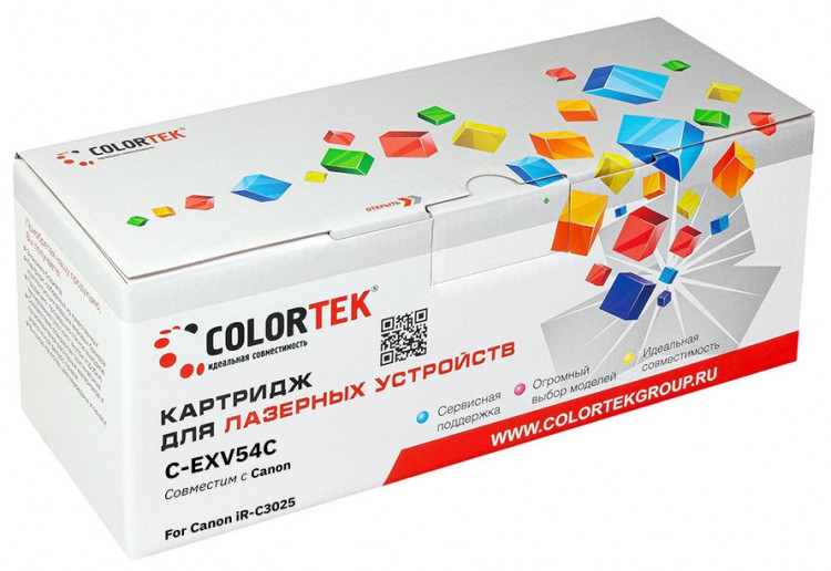 Лазерный картридж Colortek C-EXV54 1396C002 для принтеров Canon iR-C3025, голубой, 8500к