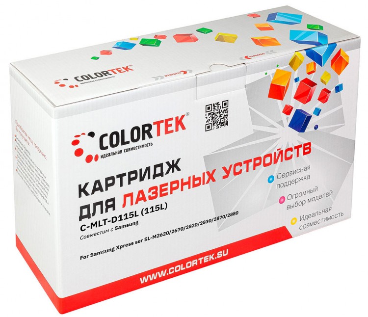 Лазерный картридж Colortek C-MLT-D115L для принтеров Samsung M2620D/ M2820ND/ M2820DW/ M2870FD/ M2870FW, черный, 3000 к.