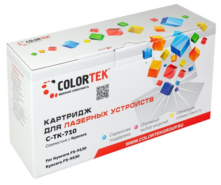 Лазерный картридж Colortek C-TK-710 для принтеров Kyocera FS-9130/ 9150/ 9530DN, черный, 40000 к.