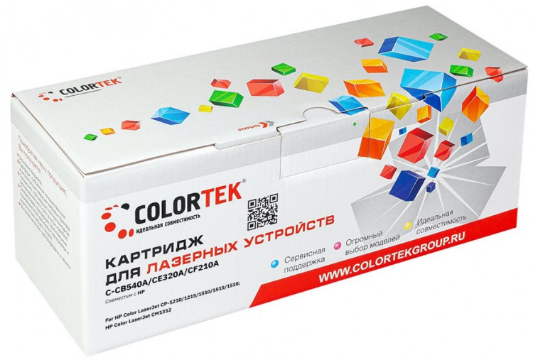 Лазерный картридж Colortek C-CB540A/ CE320A/ CF210A для принтеров HP CLJ CP-1210/ 1215/ 1510/ 1515/ 1518, CM1312, черный, 2200 к.