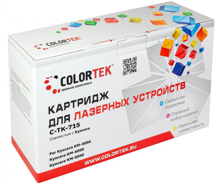 Лазерный картридж Colortek C-TK-715 для принтеров Kyocera KM3050/ 4050/ 5050, черный, 34000 к.