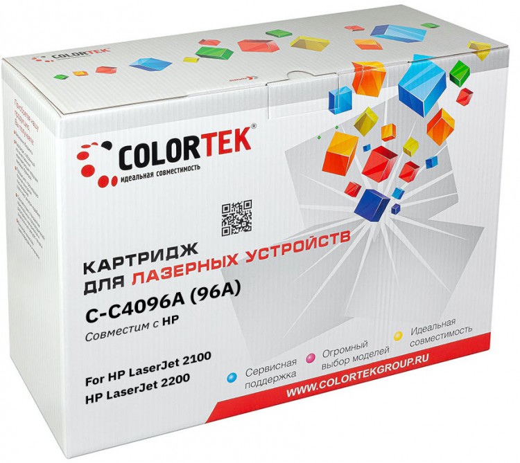 Лазерный картридж Colortek C-C4096A для принтеров HP LJ-2100/ 2100M/ 2100TN/ 2200/ 2200D/ 2200DT/ 2200DTN/ Canon LBP-1000 (EP-32), черный, 5000 к.
