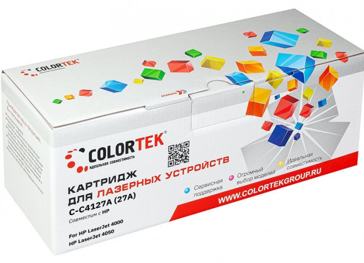 Лазерный картридж Colortek C-C4127A для принтеров HP LJ-4000/ 4000Т/ 4000N/ 4000TN/ 4050/ 4050T/ 4050N/ 4050TN, черный, 6000 к.