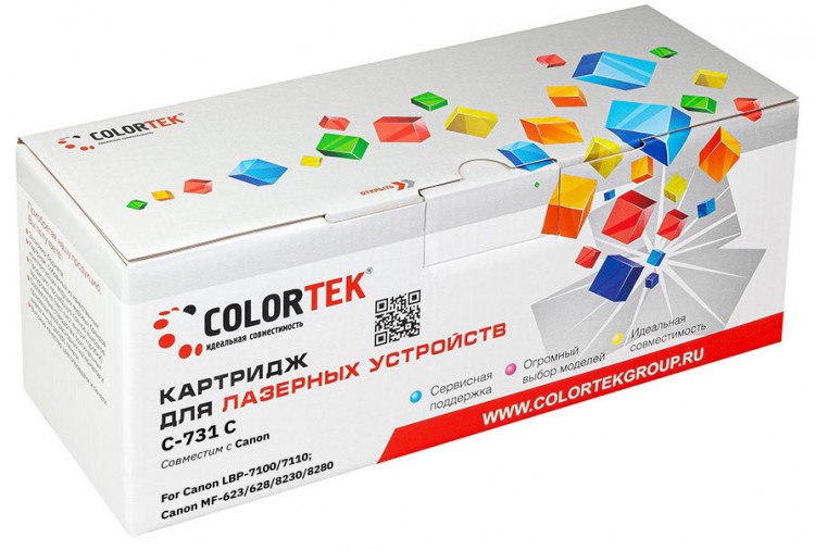 Лазерный картридж Colortek C-731 для принтеров Canon LBP-7100, 7110MF-623, 628, 8230, 8280, голубой, 1500 к.