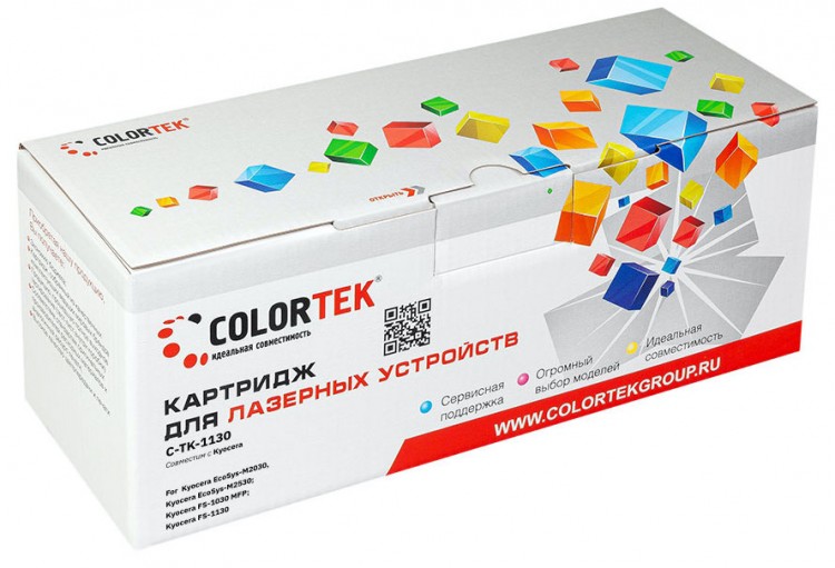 Лазерный картридж Colortek C-TK-1130 для принтеров Kyocera Mita FS-1030MFP/ 1130MFP, 2030DN, черный, 3000 к.