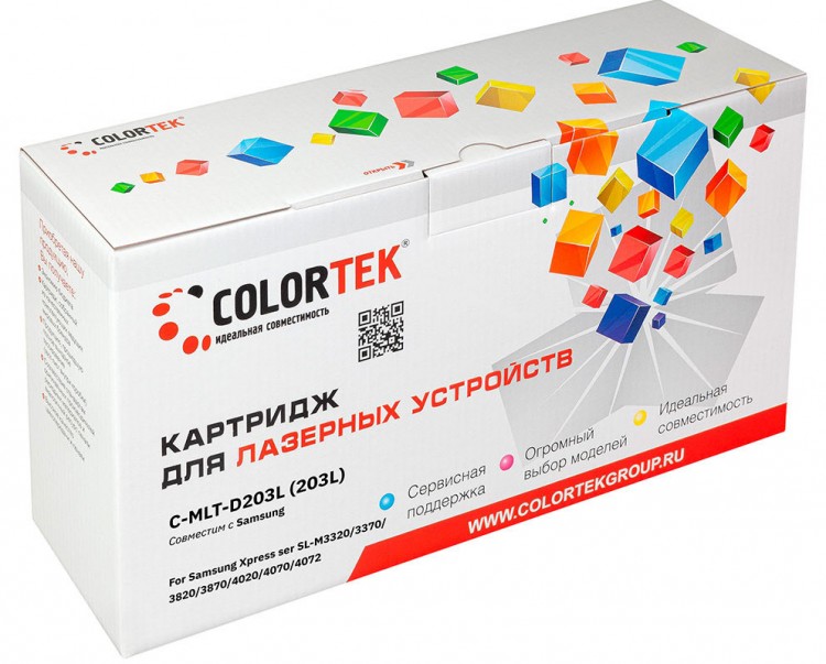 Лазерный картридж Colortek C-MLT-D203L для принтеров Samsung SL-M3320/ M3370/ M3820/ M3870/ M4020/ M4070, черный, 5000 к.