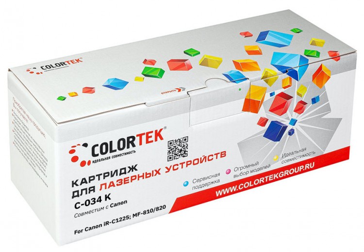Лазерный картридж Colortek C-034 9454B001 для принтеров Canon BQ Prusa i3 Hephestos, черный, 7300 к.
