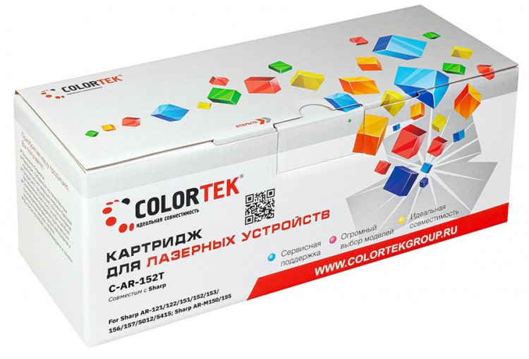 Лазерный картридж Colortek C-AR-152T для принтеров Sharp AR-121/ 122/ M150/ 151/ 152/ 153/ M155/ 156/ 157/ 5012/ 5415, черный, 8000к.