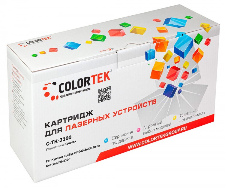 Лазерный картридж Colortek C-TK-3100 для принтеров Kyocera FS-2100D/ 2100DN/ ECOSYS M3040dn/ M3540dn, черный, 12500 к.