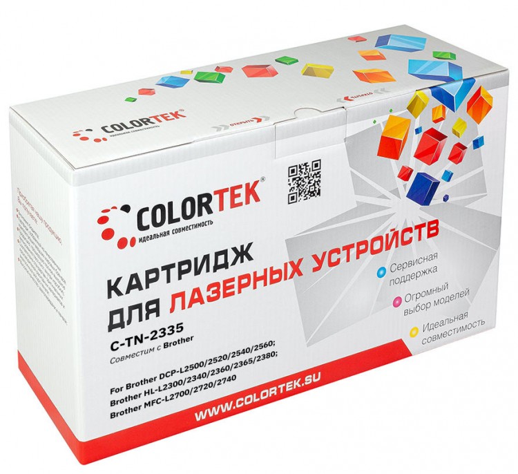 Лазерный картридж Colortek C-TN-2335 для принтеров Brother HL-L2300DR/ 2340DWR/ DCP-L2500DR/ L2520DWR MFC-L2700/ 2720, черный, 1200 к.