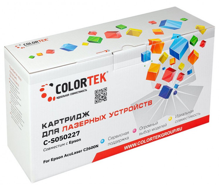 Лазерный картридж Colortek C-C2600 M (S050227) для принтеров Epson AcuLaser C2600N (DU C13S051107 нет), пурпурный, 5000 к.