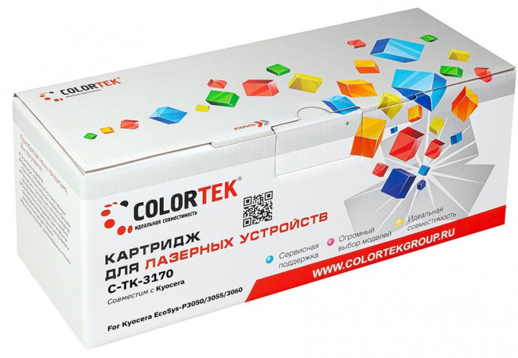 Лазерный картридж Colortek C-TK-3170 для принтеров Kyocera EcoSys-P3050/ 3055/ 3060, черный, 15500к.