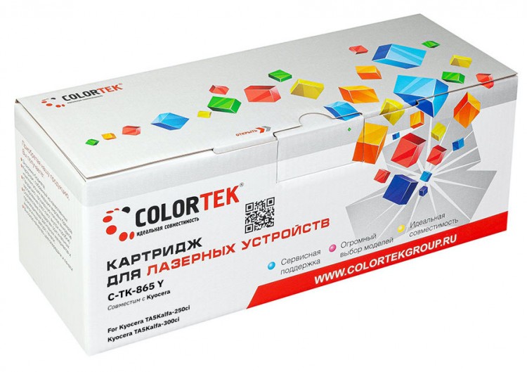 Лазерный картридж Colortek C-TK-865 для принтеров Kyocera TASKalfa 250ci, TASKalfa-300ci, желтый, 12000 к.