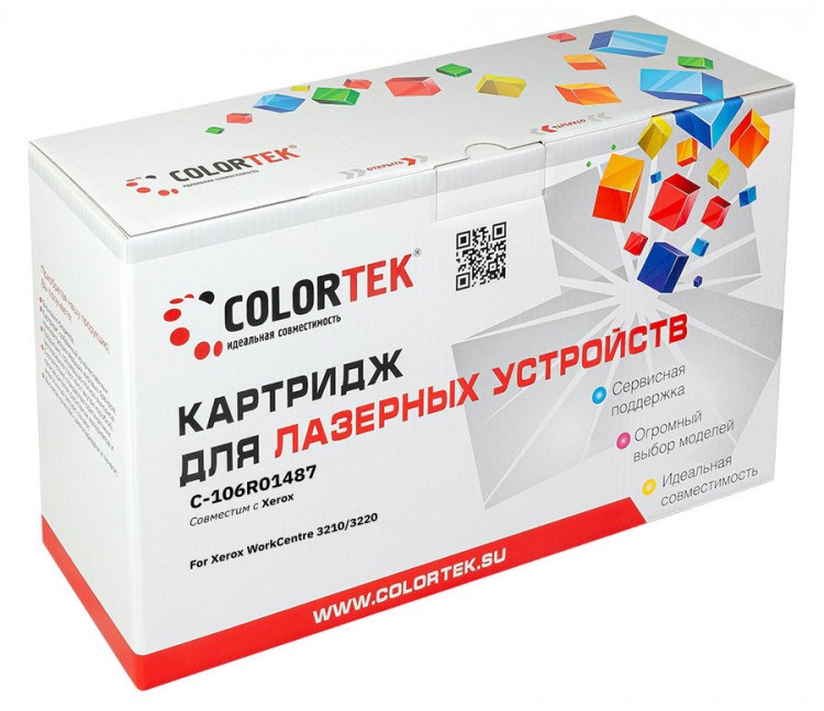 Лазерный картридж Colortek C-Xerox 106R01487 3210/ 3220 для принтеров Хerox WorkCentre 3210/ 3220, черный, 4100 к.