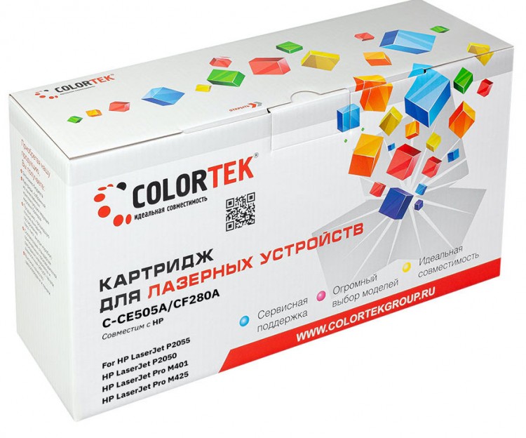 Лазерный картридж Colortek C-CE505A/ CF280A для принтеров HP LaserJet P2030, P2035, P2050,  P2055, черный, 2300 к.