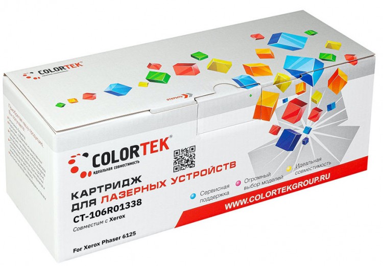 Лазерный картридж Colortek C-106R01338 6125 Bk для принтеров Xerox Phaser 6125, черный, 2000 к.