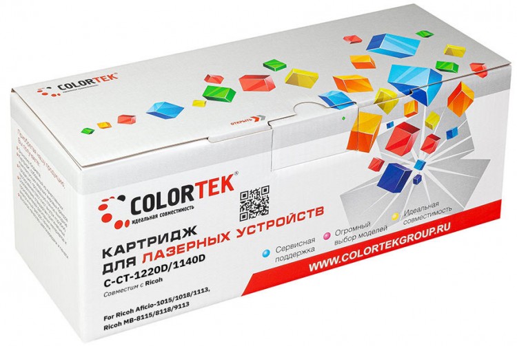 Лазерный картридж Colortek C-1220D/ 1140D для принтеров Ricoh Aficio 1113/ 1015/ 1018, MB-8115/ MB-8118/ МВ-9113, черный, 9000 к.