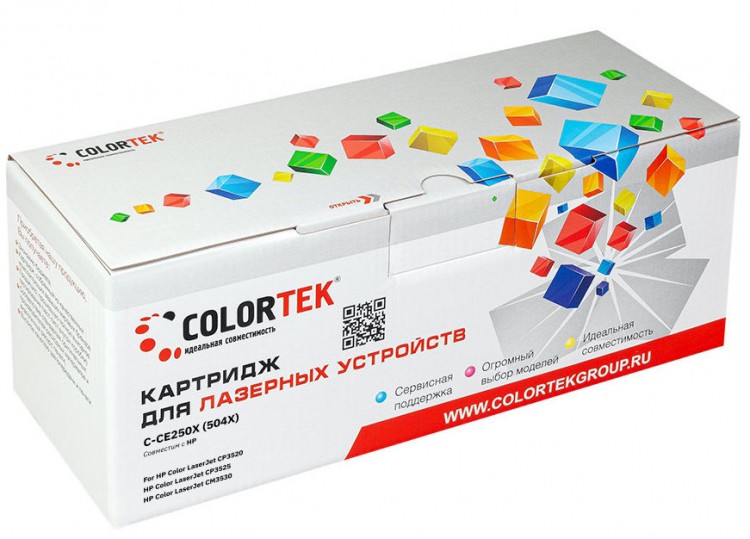 Лазерный картридж Colortek C-CE250X (504X) для принтеров HP CLJ CP3525/ CM3533, 3530, черный, 10500 к.