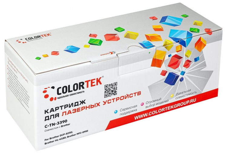 Лазерный картридж Colortek C-TN-3390 для принтеров Brother HL6180DW/ DCP8250DN/ MFC8950DW , черный, 12000 к.