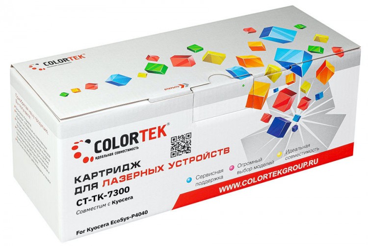 Лазерный картридж Colortek C-TK-7300 для принтеров Kyocera EcoSys-P4040, черный, 15000 к.