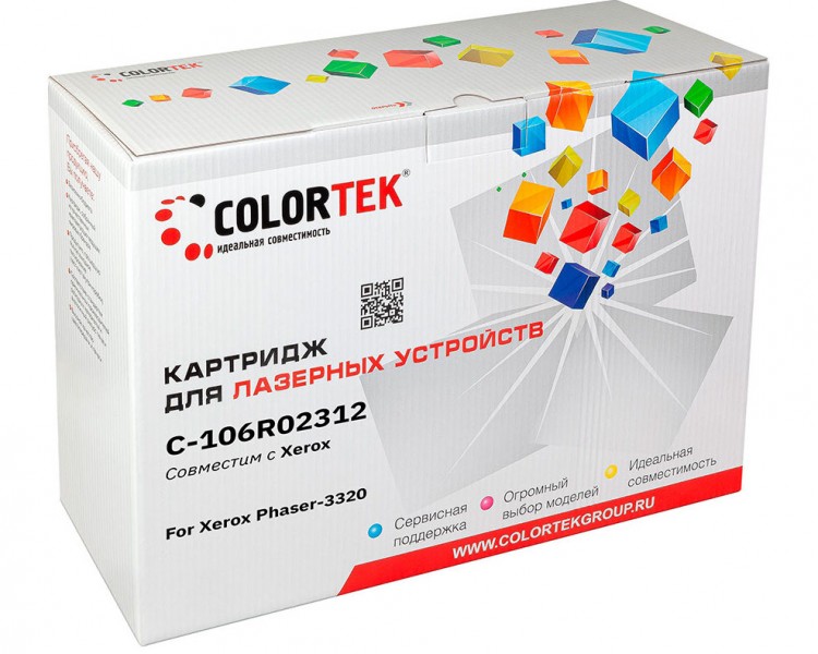 Лазерный картридж Colortek C-106R02312 3325 для принтеров Xerox WC 3325 MFP не подходит для WC3315, черный, 11000 к.