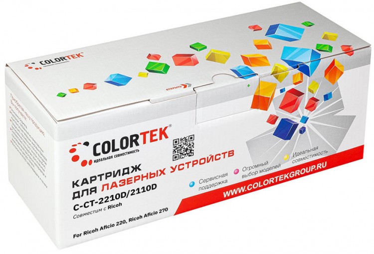 Лазерный картридж Colortek C-2210D/ 2110D для принтеров Ricoh Aficio 220/ 270, черный, 11000 к.