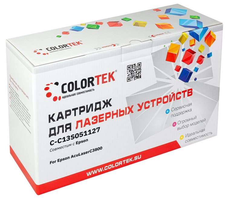 Лазерный картридж Colortek C-C13S051127 (С3800) для принтеров Epson AcuLaser C3800, черный, 9500 к.