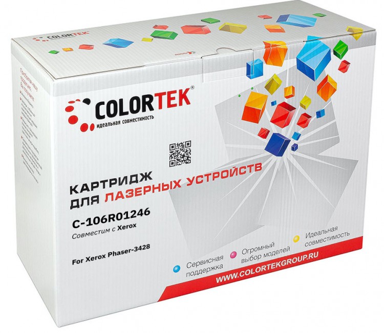 Лазерный картридж Colortek C-106R01246 3428 для принтеров Xerox Phaser 3428, черный, 8000 к.