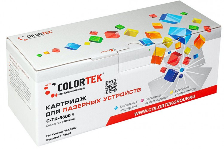 Лазерный картридж Colortek C-TK-8600 для принтеров Kyocera FS-C8600/ 8650, желтый, 20000 к.