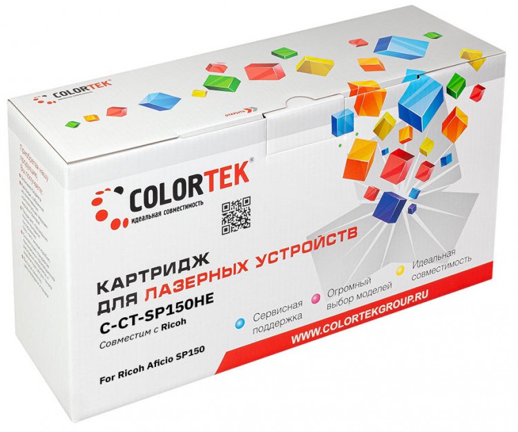 Лазерный картридж Colortek C-SP 150HE (408010) для принтеров Ricoh Aficio-SP150, черный, 1500 к.