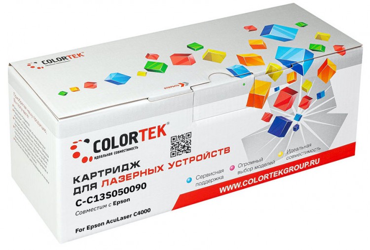 Лазерный картридж Colortek C-C4000 C (C13S050090) для принтеров Epson N AcuLaser C4000, голубой, 8000 к.