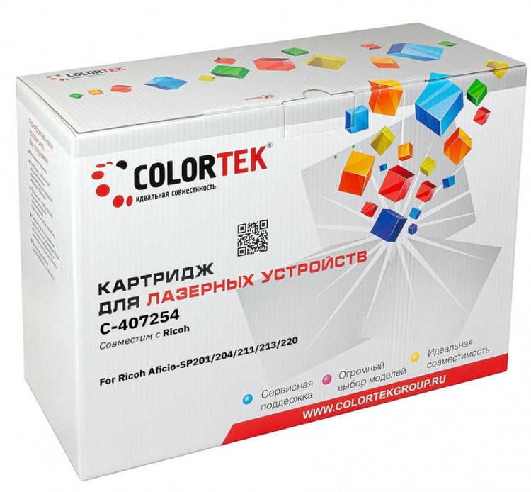 Лазерный картридж Colortek C-SP 201HE (407254) для принтеров Ricoh Aficio-SP201/ 204/ 211/ 213/ 220, черный, 2600к.