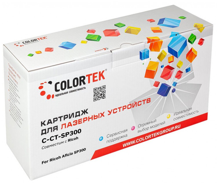 Лазерный картридж Colortek C-SP 300 (406956) для принтеров Ricoh Aficio-SP300, черный, 1500 к.