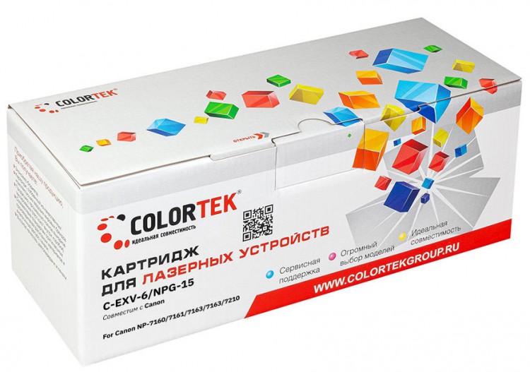 Лазерный картридж Colortek C-EXV6/ NPG-15 для принтеров Canon NP-7160/ 7161/ 7163/ 7163/ 7210, черный, 6900 к.