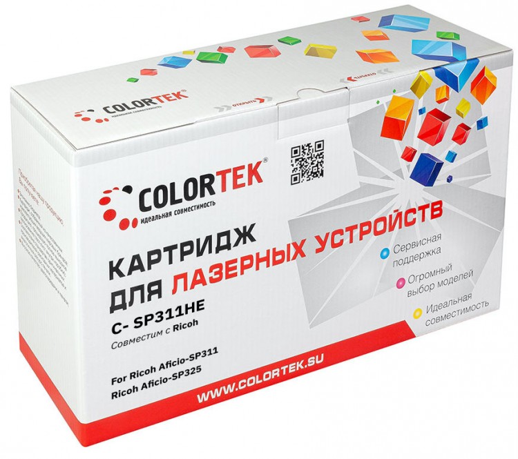 Лазерный картридж Colortek C-SP 311HE (407246) для принтеров Ricoh Aficio-SP311/ Aficio-SP325, черный, 3500 к.