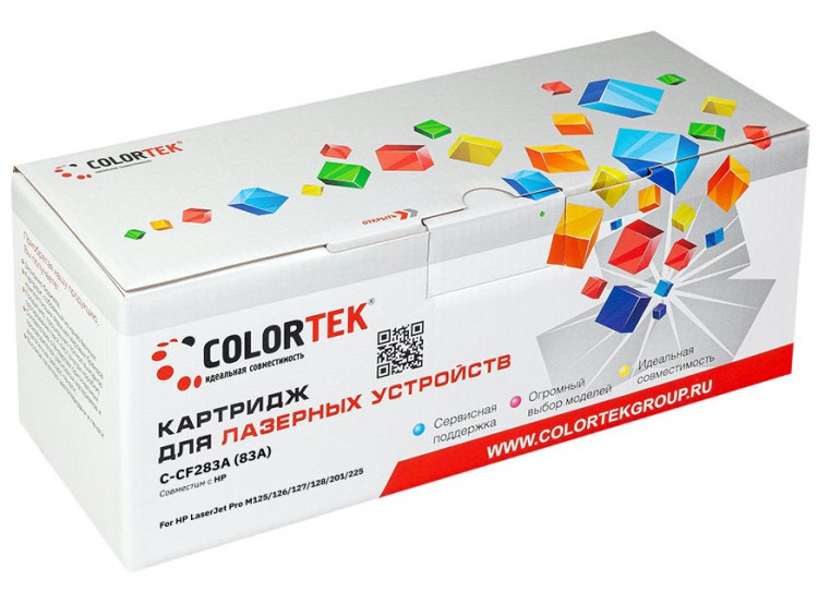 Лазерный картридж Colortek C-CF283A для принтеров HP LJP-M125, 126, 127, 128, 201, 225, черный, 1500 к.