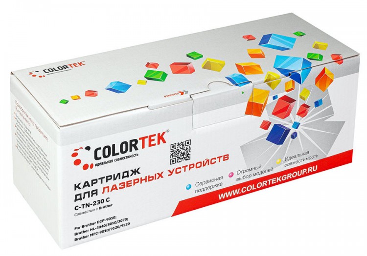 Лазерный картридж Colortek C-TN-230 для принтеров Brother DCP-9010/ HL-3040/ 3050/ 3070/ MFC-9010/ 9120/ 9320, голубой, 1400 к.