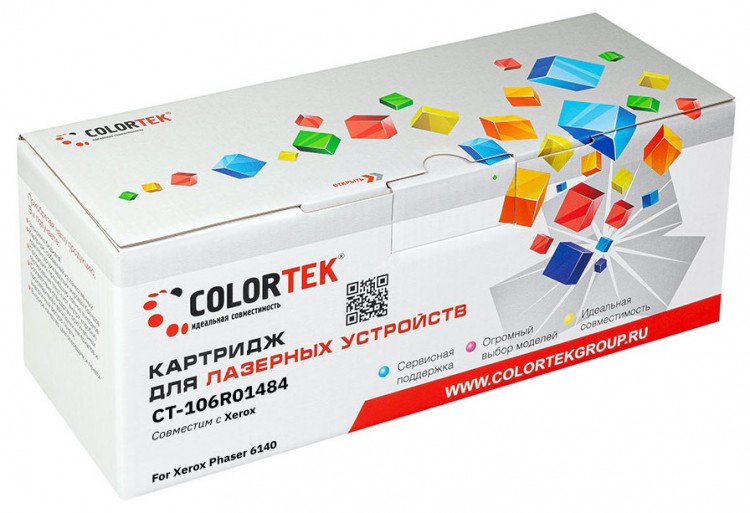 Лазерный картридж Colortek C-106R01484 6140 Bk для принтеров Xerox Phaser-6140, черный, 2600 к.