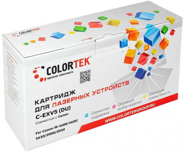 Лазерный картридж Colortek C-EXV5 (DU) для принтеров Canon iR-1600/ 1605/ 1610/ 2000/ 2010, черный, 21000 к.