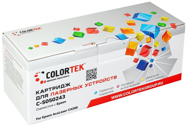 Лазерный картридж Colortek C-C4200 M (S050243) для принтеров Epson AcuLaser C4200, пурпурный, 8500 к.