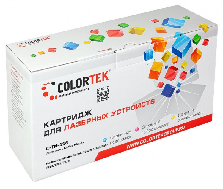 Лазерный картридж Colortek C-Minolta TN-118 для принтеров Minolta BizHub 195/ 215/ 235, черный,  12000 к.