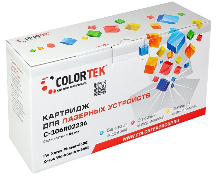 Лазерный картридж Colortek C-106R02236 6600/ 6605 для принтеров Xerox 6600/ 6605, черный, 8000 к.