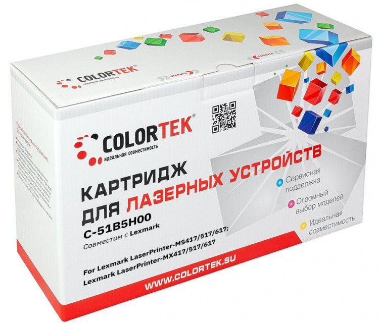 Лазерный картридж Colortek C-51B5H00 для принтеров Lexmark MX417de, MX517de, MX617de, MS417dn, MS517dn, MS617dn, черный, 8500 к.