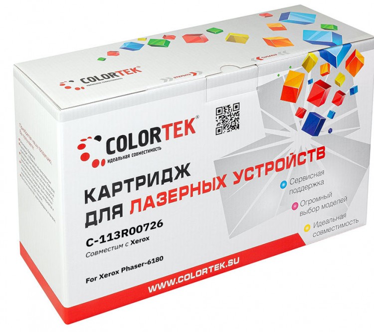Лазерный картридж Colortek C-113R00726 6180 для принтеров Xerox Phaser 6180, черный, 8000 к.