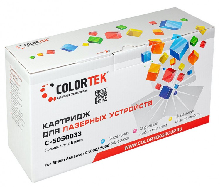 Лазерный картридж Colortek C-C1000/ 2000 (S050033) для принтеров Epson AcuLaser C1000/ 2000, черный, 6000 к.