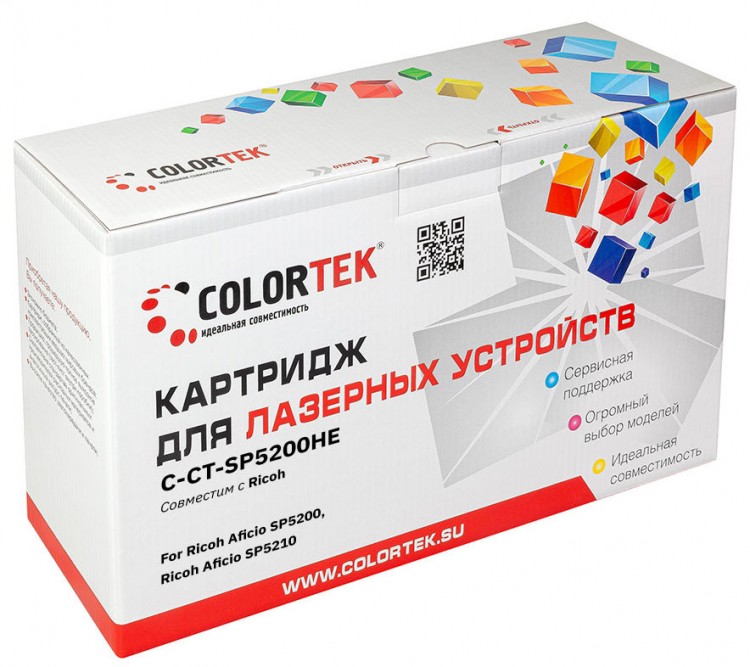 Лазерный картридж Colortek C-SP 5200HE (406685) для принтеров Ricoh Aficio-SP5200/ 5210, черный, 25000 к.