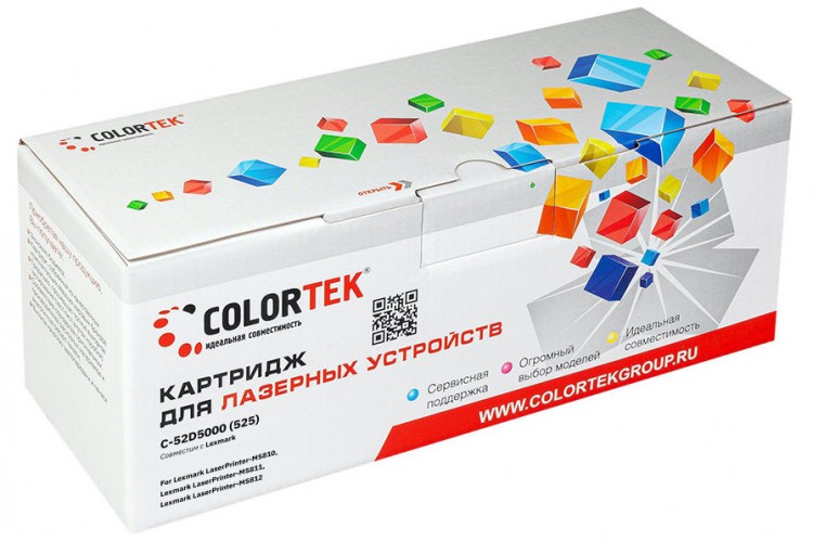Лазерный картридж Colortek C-52D5000 (525) для принтеров Lexmark MS810dtn/ MS810n/ MS810de/ MS810dn/ MS811dtn/ MS811n, черный, 6000 к.