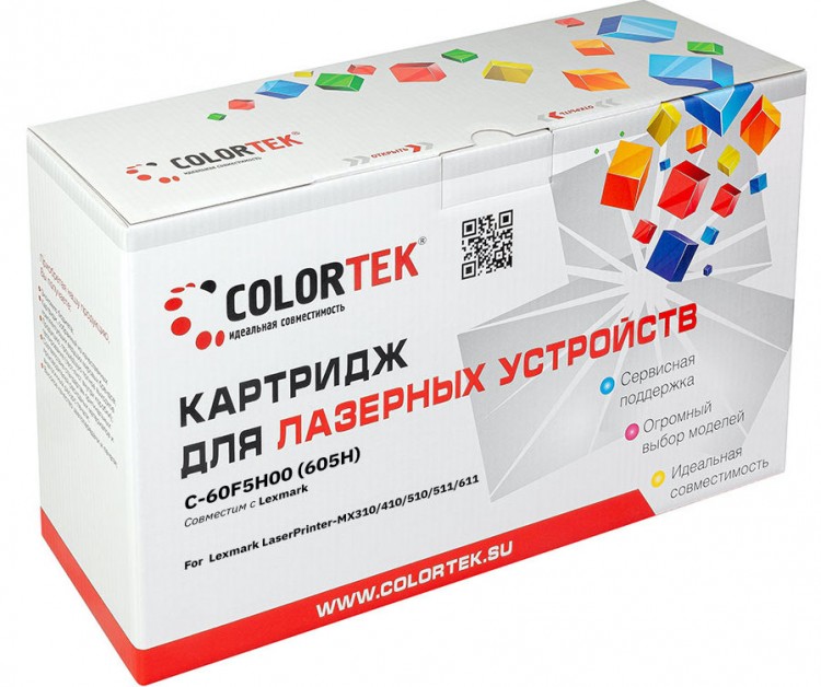 Лазерный картридж Colortek C-60F5H00 (605H) для принтеров Lexmark MX611de/ MX511de/ MX410de/ MX611dhe/ MX511dhe/ MX510de/ MX310dn/ MX511dte, черный, 10000к.