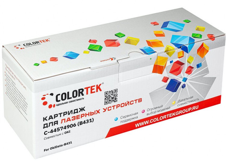 Лазерный картридж Colortek C-44574906 (B431) для принтеров Oki В431/ МВ491 (не подходит для B411/ MB461/ MB471), черный, 10000 к.